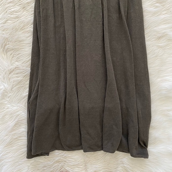 Theory Olive Green Linen Silk Knit Sleeveless Scoop Neck Bubble Hem Dress Tunic - Picture 8 of 11